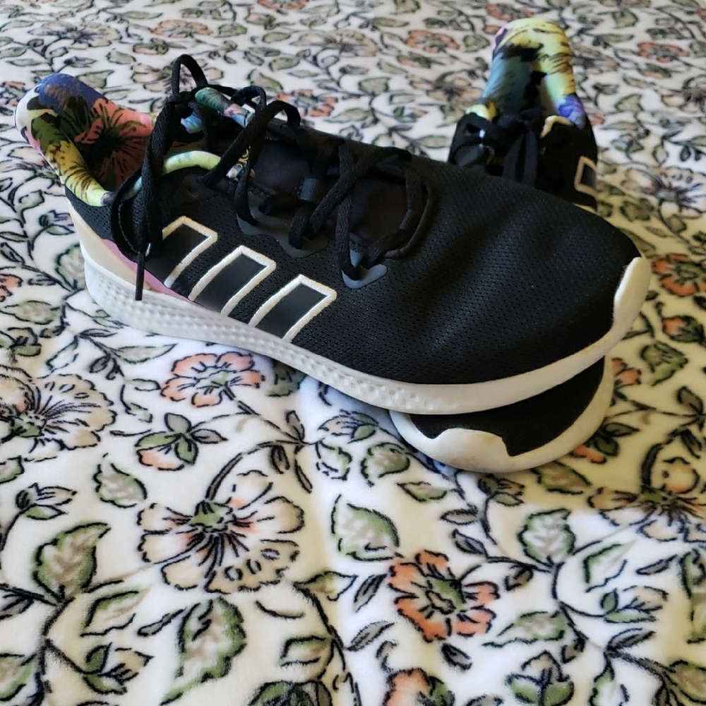 Adidas Black and Pink Sneakers with Streamlined Silhouette